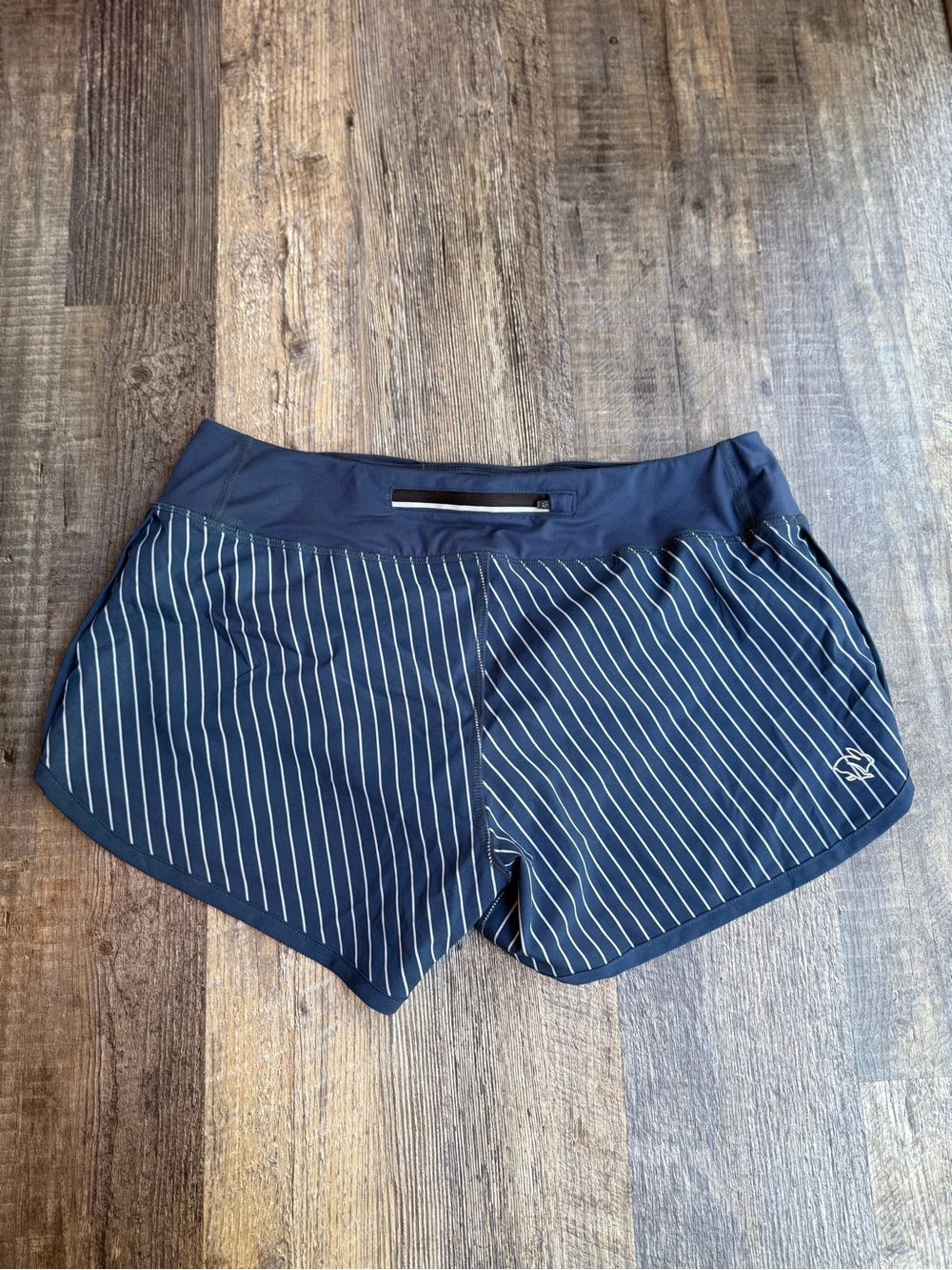 Rabbit Women’s Running Shorts Navy Blue Striped Large L - Picture 3 of 7